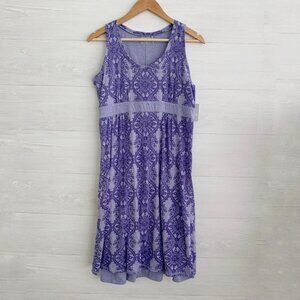 NWT Athleta - Purple layered sleeveless stretch sundress sash drawstring, M Tall